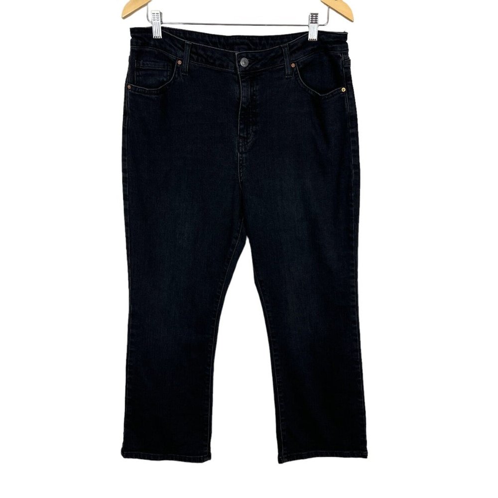 Topshop Moto Jeans Womens 34 Black Cropped Capri Straight Leg‎ Denim Pockets
